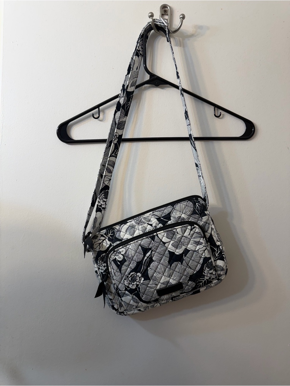 Vera Bradley Black and White Quilted Floral Crossbody